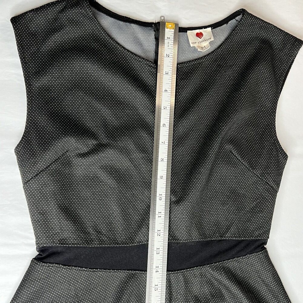 Gothbabe Gothic Women's Little Black Dress Fitted Sleeveless Black Polka Dot Med - Picture 6 of 10